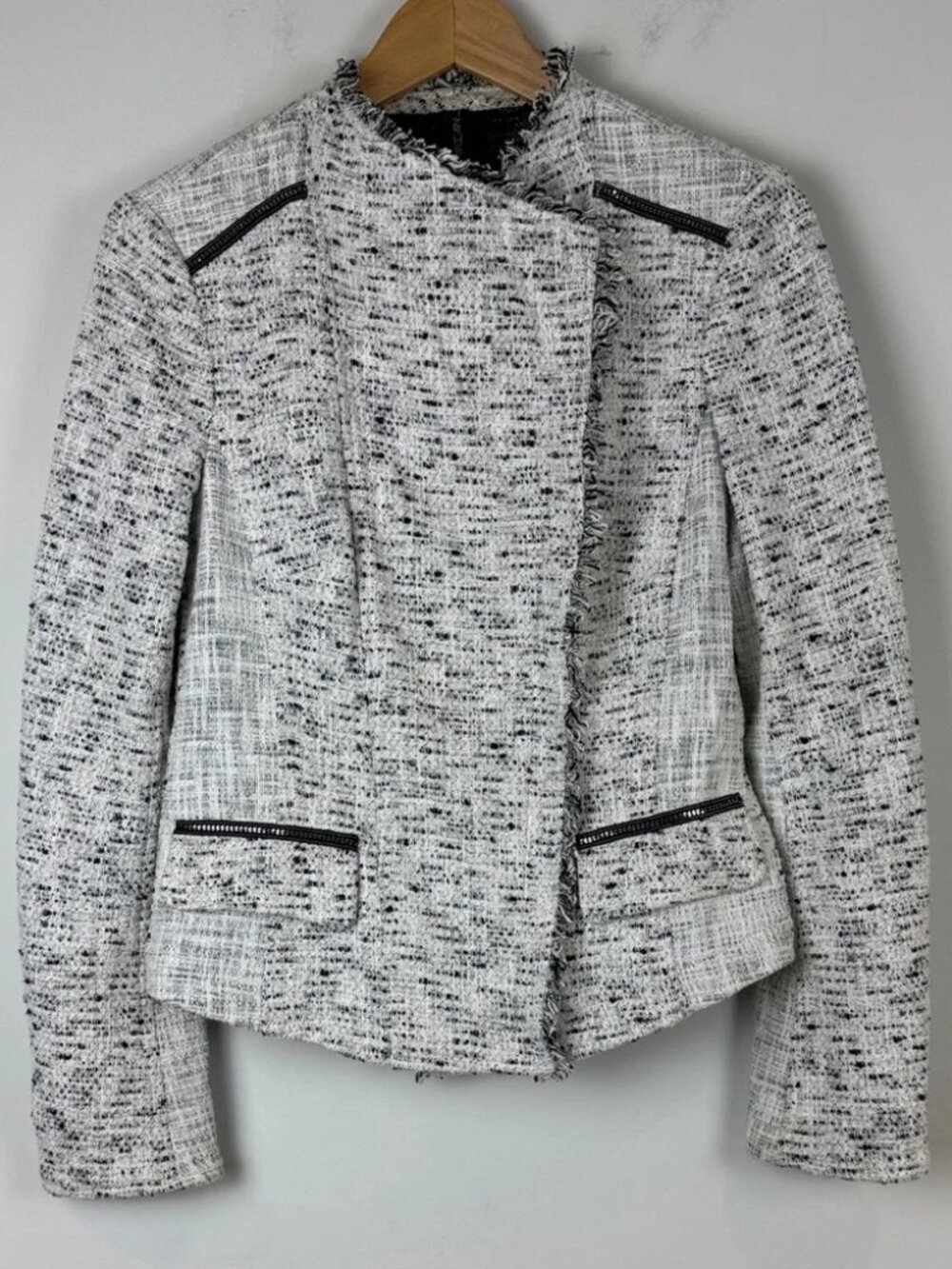 Marc Cain Black and White Tweed Blazer Size EU 38/US 6